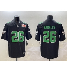 Men Philadelphia Eagles 26 Saquon Barkley Black 2025 Super Bowl LIX Patch Throwback Vapor Untouchable Limited Stitched Football Jersey Men Philadelphia Eagles 26 Saquon Barkley Black 2025 Super Bowl LIX Patch Throwback Vapor Untouchable Limited Stitched Football Jersey