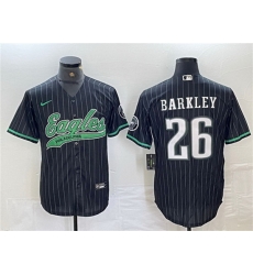Men Philadelphia Eagles 26 Saquon Barkley Black Cool Base Baseball Stitched Jersey Men Philadelphia Eagles 26 Saquon Barkley Black Cool Base Baseball Stitched Jersey