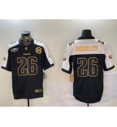 Men Philadelphia Eagles 26 Saquon Barkley Black Gold 2024 New F U S E With 3 Star C Patch Stitched Football Jersey 2 Men Philadelphia Eagles 26 Saquon Barkley Black Gold 2024 New F U S E With 3 Star C Patch Stitched Football Jersey 2
