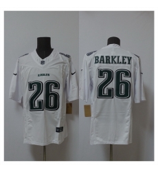 Men Philadelphia Eagles 26 Saquon Barkley White 2024 F U S E Vapor Untouchable Limited Throwback Stitched Football Jersey Men Philadelphia Eagles 26 Saquon Barkley White 2024 F U S E Vapor Untouchable Limited Throwback Stitched Football Jersey