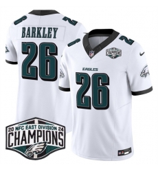 Men Philadelphia Eagles 26 Saquon Barkley White 2024 New NFC East Champions F U S E Vapor Untouchable Limited Stitched Football Jersey Men Philadelphia Eagles 26 Saquon Barkley White 2024 New NFC East Champions F U S E Vapor Untouchable Limited Stitched Football Jersey