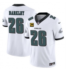 Men Philadelphia Eagles 26 Saquon Barkley White 2025 F U S E  With 4 Star C Patch Vapor Untouchable Limited Stitched Football Jersey
