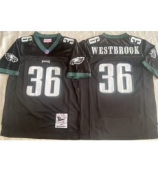 Men Philadelphia Eagles 36 Brian Westbrook Black Throwback Stitched Football Jersey