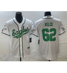 Men Philadelphia Eagles 62 Jason Kelce White Cool Base Stitched Baseball Jersey Men Philadelphia Eagles 62 Jason Kelce White Cool Base Stitched Baseball Jersey