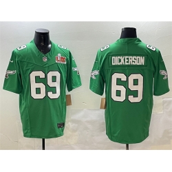 Men Philadelphia Eagles 69 Landon Dickerson Green 2025 Super Bowl LIX Patch F U S E  Throwback Vapor Untouchable Limited Stitched Football Jersey