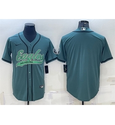 Men Philadelphia Eagles Blank Green With Patch Cool Base Stitched Baseball Jersey Men Philadelphia Eagles Blank Green With Patch Cool Base Stitched Baseball Jersey