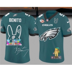 Men Philadelphia Eagles Green Bad Bunny Super Bowl Football Jersey