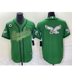 Men Philadelphia Eagles Green Gold Team Big Logo With C Patch Cool Base Stitched Baseball Jersey Men Philadelphia Eagles Green Gold Team Big Logo With C Patch Cool Base Stitched Baseball Jersey