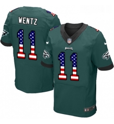 Mens Nike Philadelphia Eagles 11 Carson Wentz Elite Midnight Green Home USA Flag Fashion NFL Jersey Mens Nike Philadelphia Eagles 11 Carson Wentz Elite Midnight Green Home USA Flag Fashion NFL Jersey