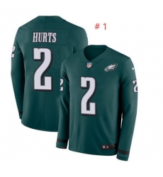 Nike Eagles 1 Jalen Hurts Green Team Color Men Stitched NFL Limited Therma Long Sleeve Jersey Nike Eagles 1 Jalen Hurts Green Team Color Men Stitched NFL Limited Therma Long Sleeve Jersey
