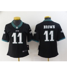 Women Philadelphia Eagles 11 A J Brown Black Vapor Stitched Football Jersey Women Philadelphia Eagles 11 A J Brown Black Vapor Stitched Football Jersey