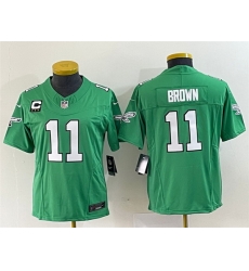 Women Philadelphia Eagles 11 A J Brown Green 2023 F U S E With C Patch Stitched Football Jersey Run Small Women Philadelphia Eagles 11 A J Brown Green 2023 F U S E With C Patch Stitched Football Jersey Run Small