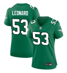 Women Philadelphia Eagles 53 Shaquille Leonard Green Stitched Football Jersey 28Run Small 29 Women Philadelphia Eagles 53 Shaquille Leonard Green Stitched Football Jersey 28Run Small 29