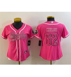 Women Philadelphia Eagles 62 Jason Kelce Pink Cool Base Stitched Baseball Jersey Run Small Women Philadelphia Eagles 62 Jason Kelce Pink Cool Base Stitched Baseball Jersey Run Small