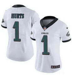 Women Philadelphia Eagles Jalen Hurts 1 White F U S E Stitched NFL Jersey Women Philadelphia Eagles Jalen Hurts 1 White F U S E Stitched NFL Jersey
