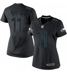 Womens Nike Philadelphia Eagles 11 Carson Wentz Limited Black Impact NFL Jersey Womens Nike Philadelphia Eagles 11 Carson Wentz Limited Black Impact NFL Jersey