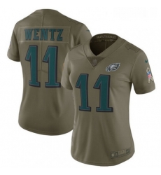 Womens Nike Philadelphia Eagles 11 Carson Wentz Limited Olive 2017 Salute to Service NFL Jersey Womens Nike Philadelphia Eagles 11 Carson Wentz Limited Olive 2017 Salute to Service NFL Jersey