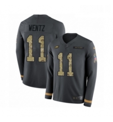 Youth Nike Philadelphia Eagles 11 Carson Wentz Limited Black Salute to Service Therma Long Sleeve NFL Jersey Youth Nike Philadelphia Eagles 11 Carson Wentz Limited Black Salute to Service Therma Long Sleeve NFL Jersey