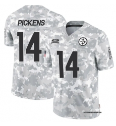 Men Pittsburgh Steelers #14 George Pickens 2024 Arctic Camo Salute To Service Limited Stitched Football Jersey Men Pittsburgh Steelers #14 George Pickens 2024 Arctic Camo Salute To Service Limited Stitched Football Jersey