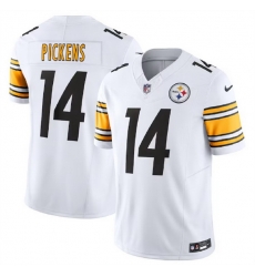 Men Pittsburgh Steelers 14 George Pickens White 2023 F U S E Vapor Untouchable Limited Stitched Jersey Men Pittsburgh Steelers 14 George Pickens White 2023 F U S E Vapor Untouchable Limited Stitched Jersey