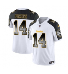 Men Pittsburgh Steelers 14 George Pickens White Black 2023 F U S E Smoke Vapor Untouchable Limited Stitched Jersey Men Pittsburgh Steelers 14 George Pickens White Black 2023 F U S E Smoke Vapor Untouchable Limited Stitched Jersey