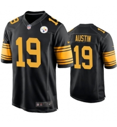 Men Pittsburgh Steelers 19 Calvin Austin Black Color Rush Stitched Jersey Men Pittsburgh Steelers 19 Calvin Austin Black Color Rush Stitched Jersey