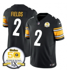 Men Pittsburgh Steelers 2 Justin Fields Black 2024 F U S E 50th Anniversary Of Super Bowl IX Alternate Vapor Untouchable Limited Stitched Jersey Men Pittsburgh Steelers 2 Justin Fields Black 2024 F U S E 50th Anniversary Of Super Bowl IX Alternate Vapor Untouchable Limited Stitched Jersey
