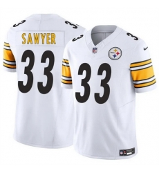 Men Pittsburgh Steelers 33 Jack Sawyer White 2025 Draft F U S E Vapor Limited Stitched Football Jersey Men Pittsburgh Steelers 33 Jack Sawyer White 2025 Draft F U S E Vapor Limited Stitched Football Jersey