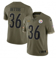 Men Pittsburgh Steelers 36 Jerome Bettis Olive 2022 Salute To Service Limited Stitched Jersey Men Pittsburgh Steelers 36 Jerome Bettis Olive 2022 Salute To Service Limited Stitched Jersey