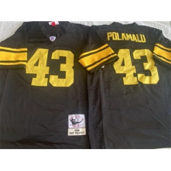 Men Pittsburgh Steelers 43 Troy Polamalu Black Color Rush Stitched Football Jersey