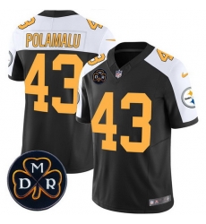 Men Pittsburgh Steelers 43 Troy Polamalu Black F U S E DMR Patch Untouchable Limited Stitched Football Jersey Men Pittsburgh Steelers 43 Troy Polamalu Black F U S E DMR Patch Untouchable Limited Stitched Football Jersey