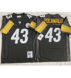 Men Pittsburgh Steelers 43 Troy Polamalu Black Stitched Football Jersey