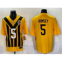 Men Pittsburgh Steelers 5 Jalen Ramsey Gold 1933 Throwback Alternate Stitched Football Jersey