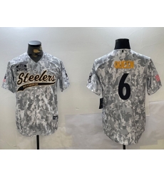 Men Pittsburgh Steelers 6 2024 Arctic Camo Salute To Service Stitched Baseball Jersey Men Pittsburgh Steelers 6 2024 Arctic Camo Salute To Service Stitched Baseball Jersey