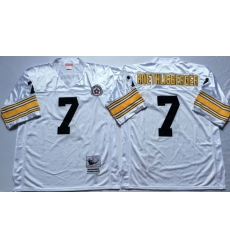 Men Pittsburgh Steelers 7 Ben Roethlisberger White M&N Throwback Jersey Men Pittsburgh Steelers 7 Ben Roethlisberger White M&N Throwback Jersey