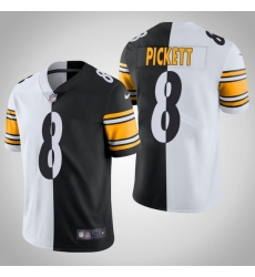 Men Pittsburgh Steelers 8 Kenny Pickett White Black Split Limited Stitched Jersey Men Pittsburgh Steelers 8 Kenny Pickett White Black Split Limited Stitched Jersey