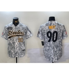 Men Pittsburgh Steelers 90 T J Watt 2024 Arctic Camo Salute To Service Stitched Baseball Jersey 2 Men Pittsburgh Steelers 90 T J Watt 2024 Arctic Camo Salute To Service Stitched Baseball Jersey 2