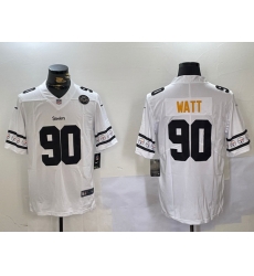 Men Pittsburgh Steelers 90 T J Watt White 2019 Team Logo Cool Edition Stitched Jersey 1 Men Pittsburgh Steelers 90 T J Watt White 2019 Team Logo Cool Edition Stitched Jersey 1
