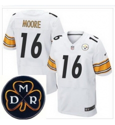 Men's Nike Pittsburgh Steelers #16 Lance Moore White NFL Elite MDR Dan Rooney Patch Jersey Men's Nike Pittsburgh Steelers #16 Lance Moore White NFL Elite MDR Dan Rooney Patch Jersey