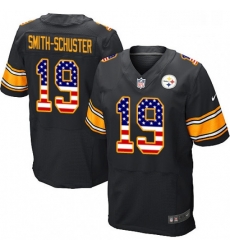 Mens Nike Pittsburgh Steelers 19 JuJu Smith Schuster Elite Black Home USA Flag Fashion NFL Jersey Mens Nike Pittsburgh Steelers 19 JuJu Smith Schuster Elite Black Home USA Flag Fashion NFL Jersey