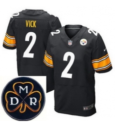 Men's Nike Pittsburgh Steelers #2 Michael Vick Black Team Color NFL Elite MDR Dan Rooney Patch Jersey Men's Nike Pittsburgh Steelers #2 Michael Vick Black Team Color NFL Elite MDR Dan Rooney Patch Jersey
