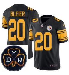 Men's Nike Pittsburgh Steelers #20 Rocky Bleier Elite Black Rush NFL MDR Dan Rooney Patch Jersey Men's Nike Pittsburgh Steelers #20 Rocky Bleier Elite Black Rush NFL MDR Dan Rooney Patch Jersey