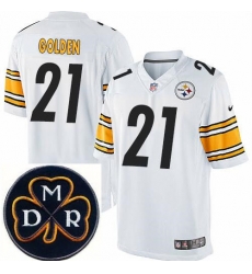 Men's Nike Pittsburgh Steelers #21 Robert Golden Elite White NFL MDR Dan Rooney Patch Jersey Men's Nike Pittsburgh Steelers #21 Robert Golden Elite White NFL MDR Dan Rooney Patch Jersey