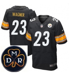 Men's Nike Pittsburgh Steelers #23 Mike Wagner Elite Black NFL MDR Dan Rooney Patch Jersey Men's Nike Pittsburgh Steelers #23 Mike Wagner Elite Black NFL MDR Dan Rooney Patch Jersey