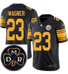 Men's Nike Pittsburgh Steelers #23 Mike Wagner Elite Black Rush NFL MDR Dan Rooney Patch Jersey Men's Nike Pittsburgh Steelers #23 Mike Wagner Elite Black Rush NFL MDR Dan Rooney Patch Jersey
