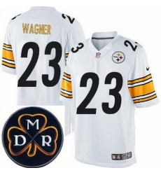 Men's Nike Pittsburgh Steelers #23 Mike Wagner Elite White NFL MDR Dan Rooney Patch Jersey Men's Nike Pittsburgh Steelers #23 Mike Wagner Elite White NFL MDR Dan Rooney Patch Jersey