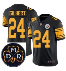 Men's Nike Pittsburgh Steelers #24 Justin Gilbert Elite Black Rush NFL MDR Dan Rooney Patch Jersey Men's Nike Pittsburgh Steelers #24 Justin Gilbert Elite Black Rush NFL MDR Dan Rooney Patch Jersey