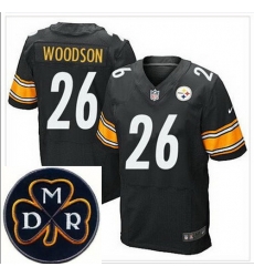 Men's Nike Pittsburgh Steelers #26 Rod Woodson Black Team Color NFL Elite MDR Dan Rooney Patch Jersey Men's Nike Pittsburgh Steelers #26 Rod Woodson Black Team Color NFL Elite MDR Dan Rooney Patch Jersey
