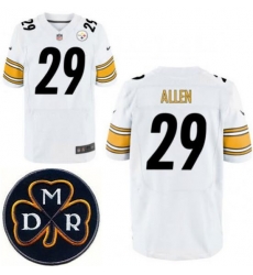 Men's Nike Pittsburgh Steelers #29 Brian Allen White Stitched NFL Elite MDR Dan Rooney Patch Jersey Men's Nike Pittsburgh Steelers #29 Brian Allen White Stitched NFL Elite MDR Dan Rooney Patch Jersey