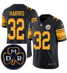 Men's Nike Pittsburgh Steelers #32 Franco Harris Elite Black Rush NFL MDR Dan Rooney Patch Jersey Men's Nike Pittsburgh Steelers #32 Franco Harris Elite Black Rush NFL MDR Dan Rooney Patch Jersey